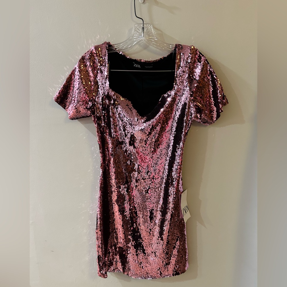 Zara Pink Sequin Mini Dress